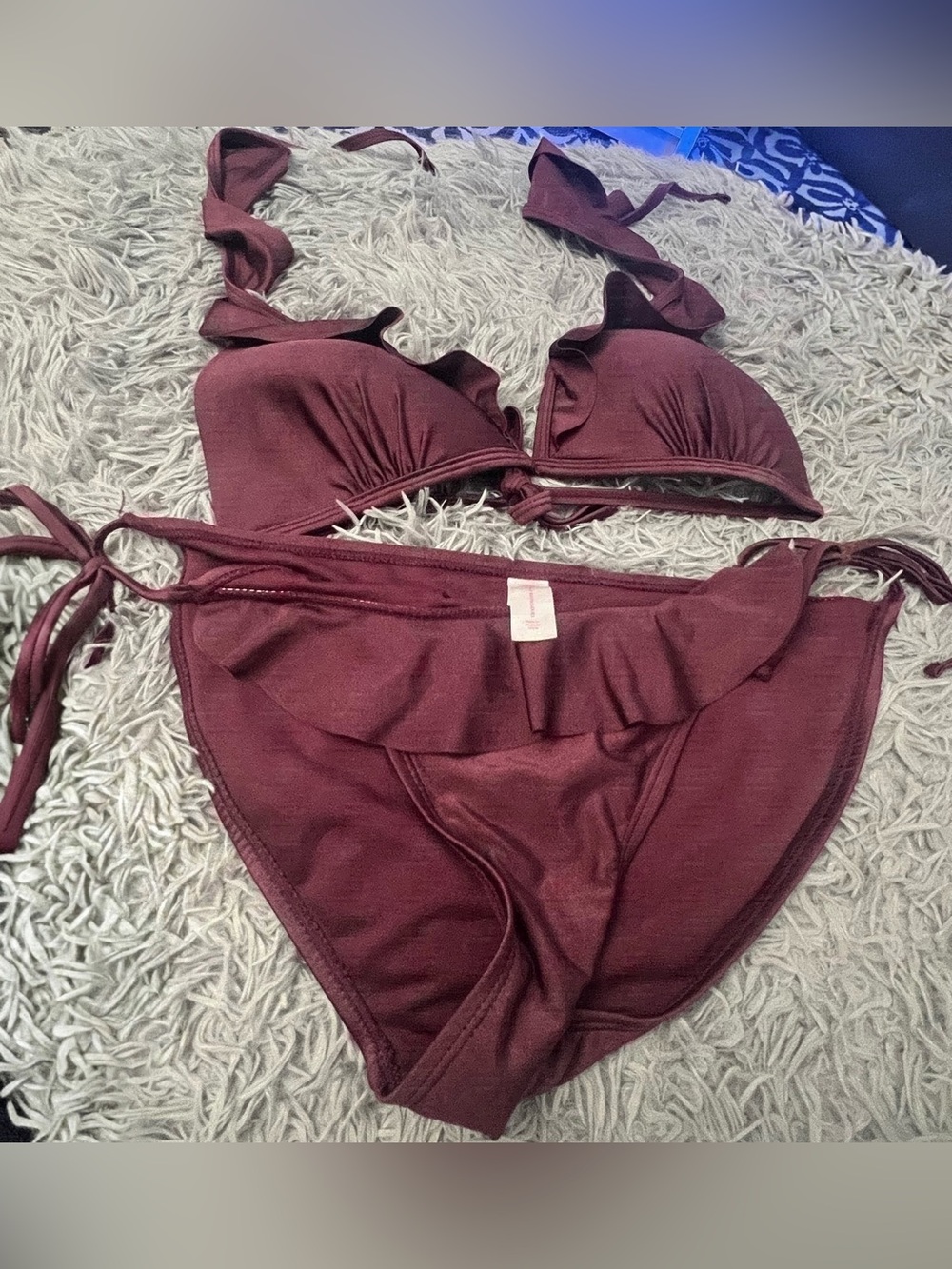No Boundaries Burgundy Ruffle Two-Piece Bikini